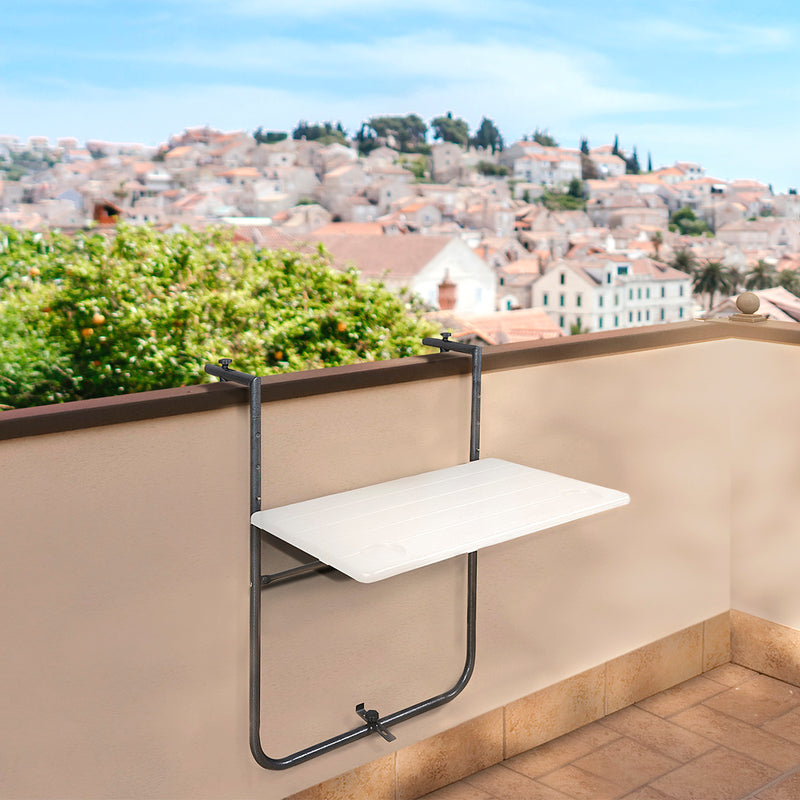 Mesa plegable colgante para balcones / terrazas 36x60 cm. altura regulable