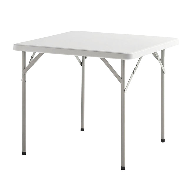 Mesa plegable cuadrada HDPE multifuncional, portatil, resistente,multiusos 86x86x74 cm. color blanco
