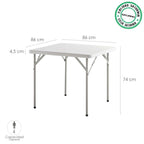Mesa plegable cuadrada hdpe multifuncional, portatil, resistente,multiusos 86x86x74 cm color blanco