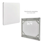Mesa plegable cuadrada hdpe multifuncional, portatil, resistente,multiusos 86x86x74 cm color blanco