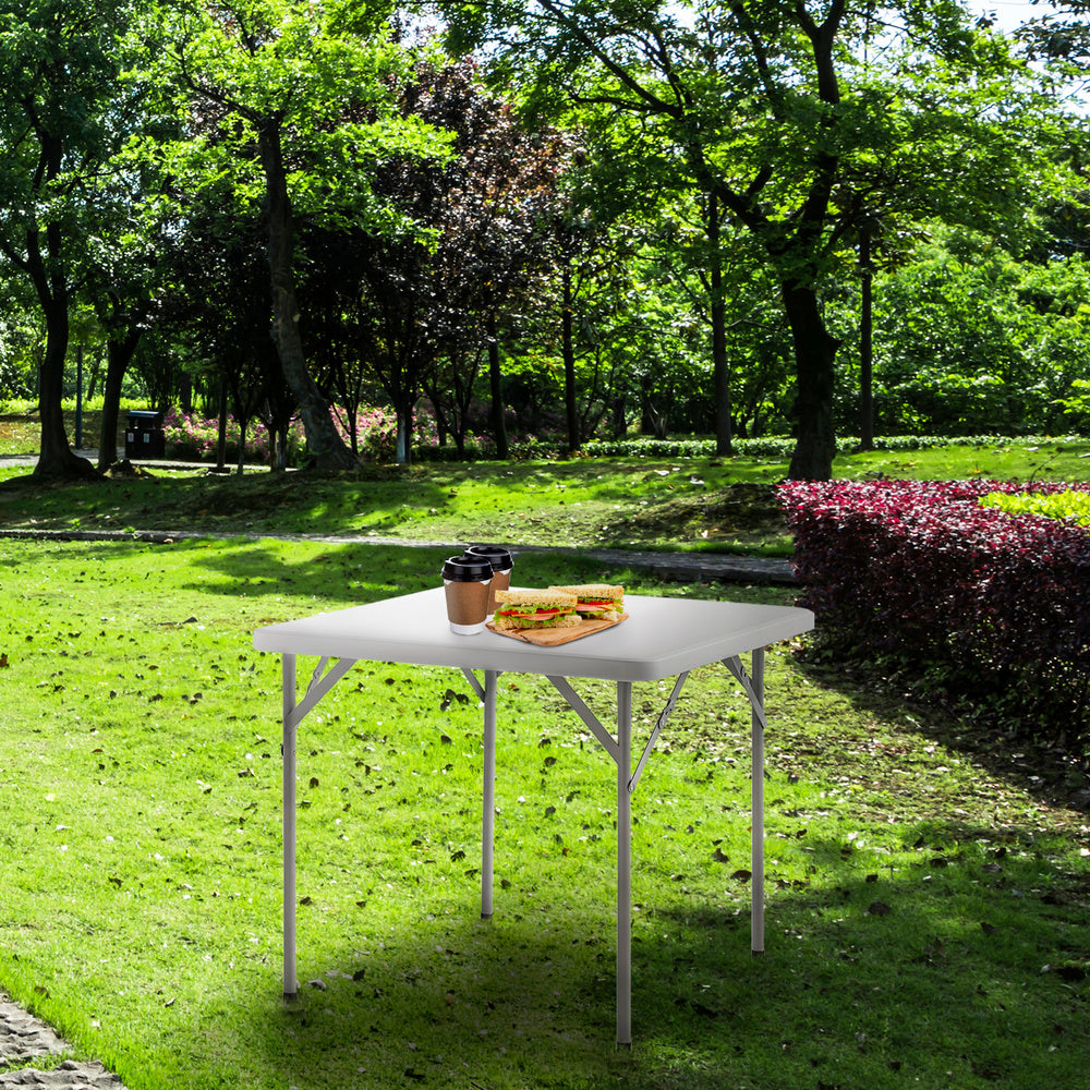 Multifunctional square foldable HDPE table, portable, durable, multi-purpose 86x86x74 cm white