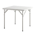 Mesa plegable cuadrada hdpe multifuncional, portatil, resistente,multiusos 86x86x74 cm color blanco