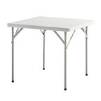 Mesa plegable cuadrada hdpe multifuncional, portatil, resistente,multiusos 86x86x74 cm color blanco