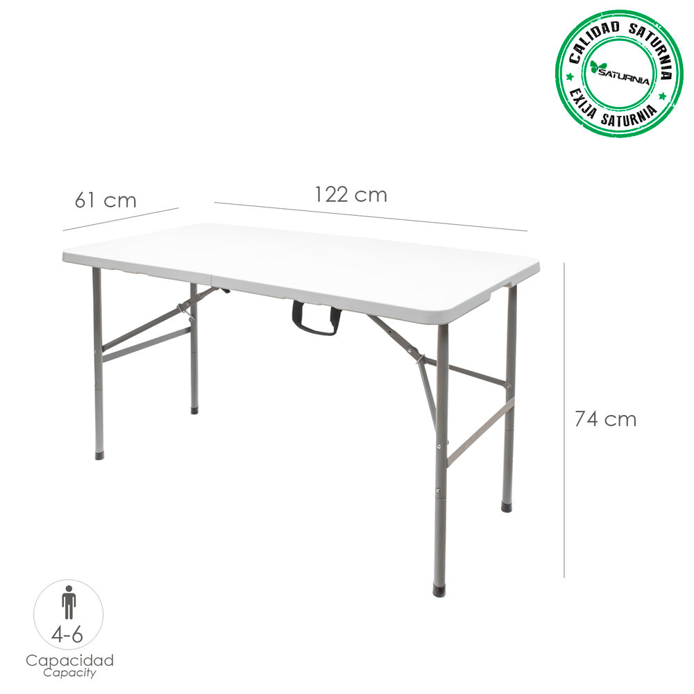 HDPE rectangular folding table 122x61x74 cm white