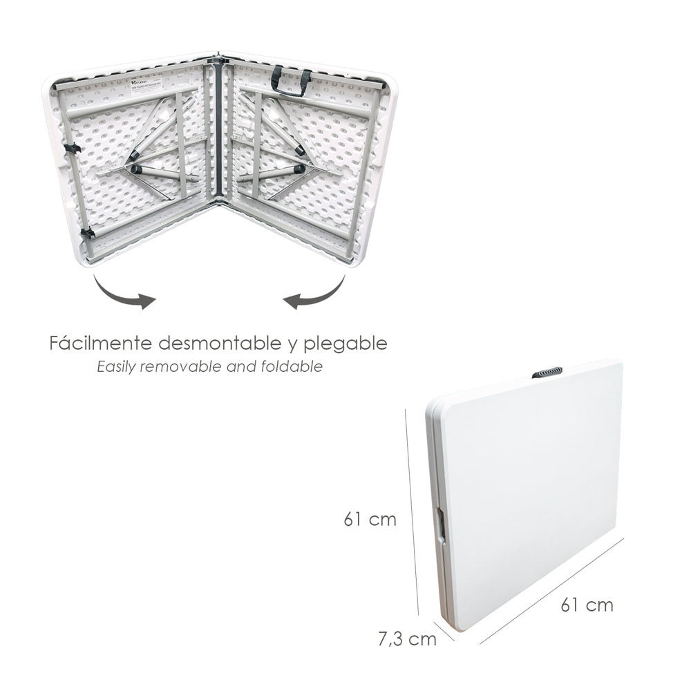 HDPE rectangular folding table 122x61x74 cm white