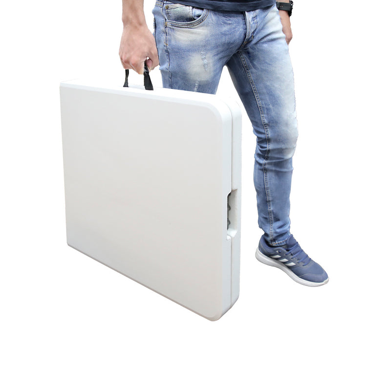 Mesa plegable rectangular HDPE 122x61x74 cm. color blanco