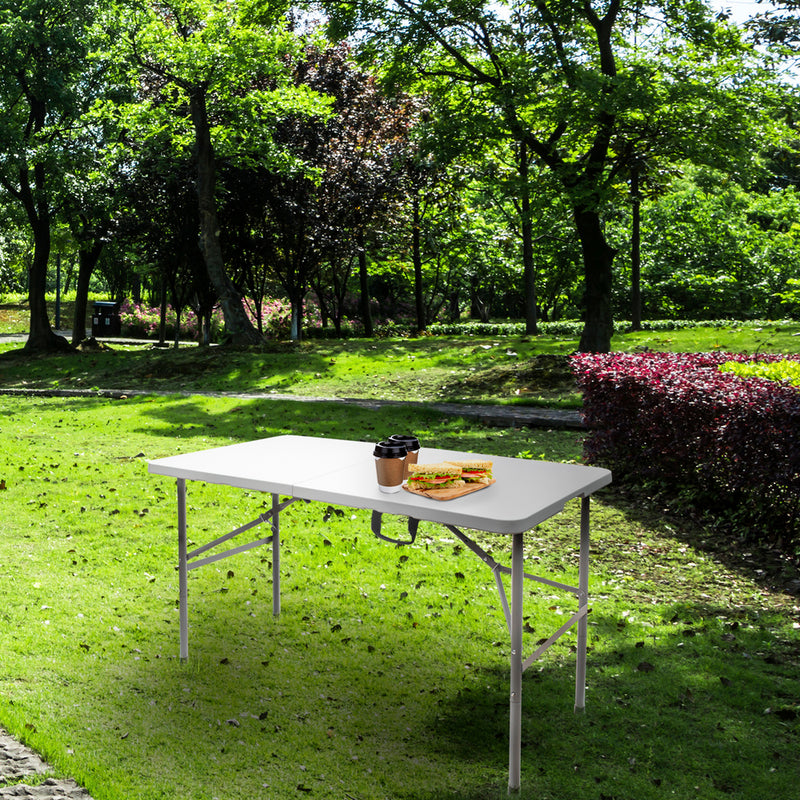 Mesa plegable rectangular HDPE 122x61x74 cm. color blanco