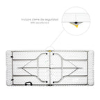 Mesa plegable rectangular hdpe multifuncional, portatil, resistente,multiusos 180x74x74 cm color blanco