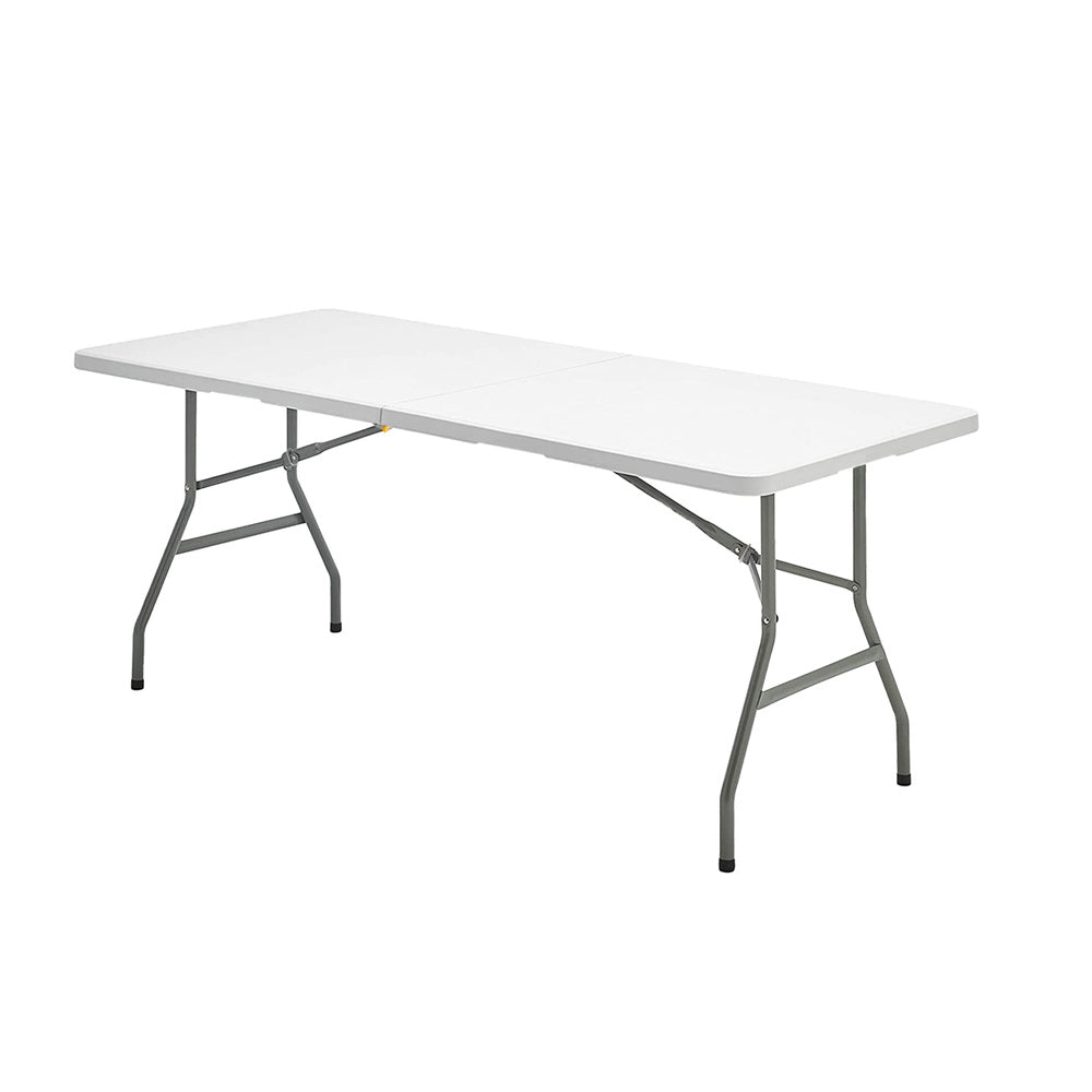 Rectangular HDPE multi-purpose folding table, portable, durable, multi-use 180x74x74 cm white