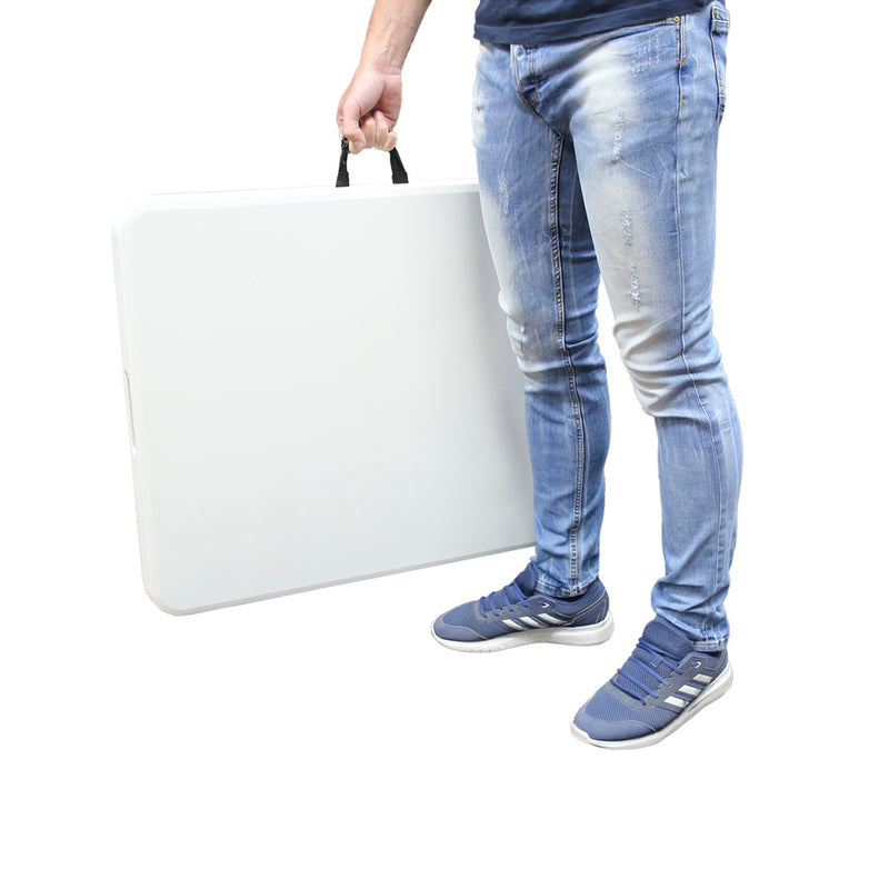 Mesa plegable rectangular HDPE multifuncional, portatil, resistente,multiusos 180x74x74 cm. color blanco