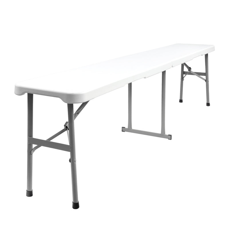 Banco plegable multifuncional, portatil, resistente,multiusos 183x28x44 cm. color blanco