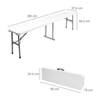 Banco plegable multifuncional, portátil, resistente,multiusos 183x28x44 cm. Color blanco