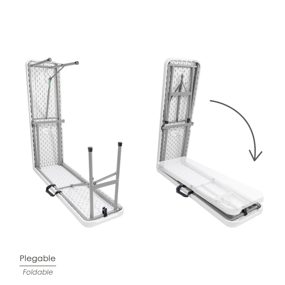 Banco plegable multifuncional, portátil, resistente,multiusos 183x28x44 cm. Color blanco