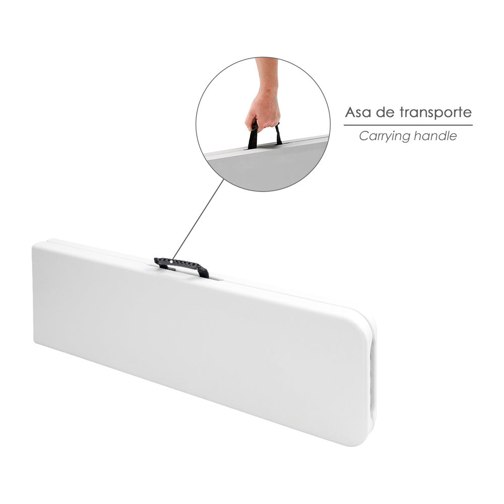 Banco plegable multifuncional, portátil, resistente,multiusos 183x28x44 cm. Color blanco