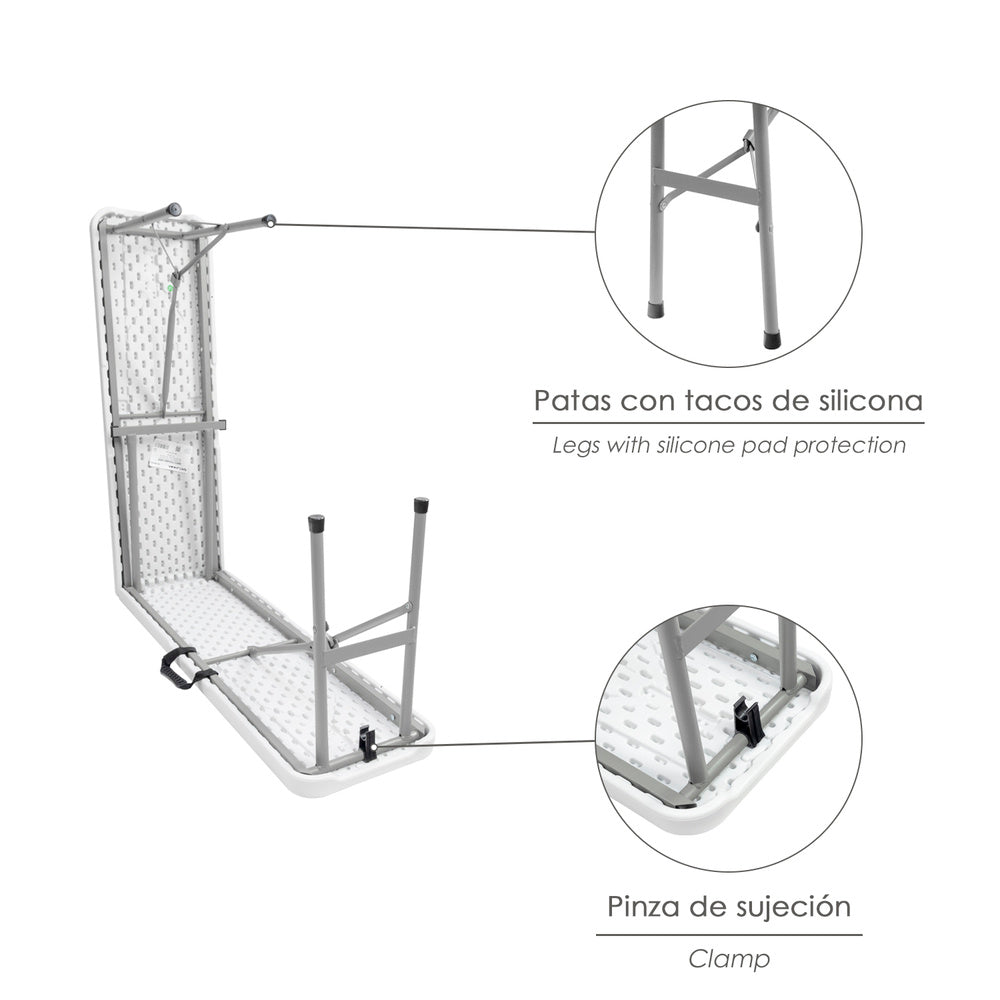 Banco plegable multifuncional, portátil, resistente,multiusos 183x28x44 cm. Color blanco