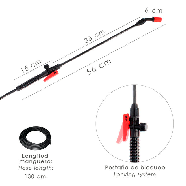 Sulfatadora manual 5 litros, pulverizador presión previa, mochila de presión, pulverizador espalda, mochila pulverizador,