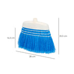 Blue garden broom with laces without handle, broom for patios, terraces, garages, streets,