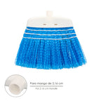 Blue garden broom with laces without handle, broom for patios, terraces, garages, streets,