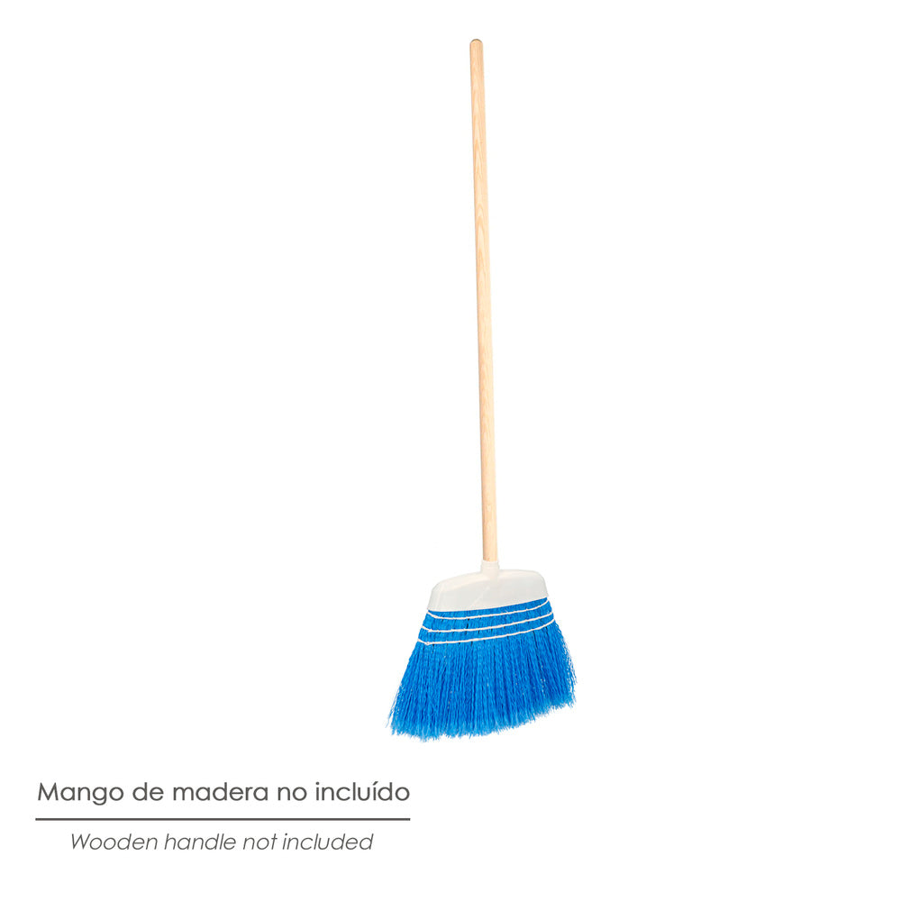 Blue garden broom with laces without handle, broom for patios, terraces, garages, streets,