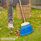 Blue garden broom with laces without handle, broom for patios, terraces, garages, streets,