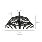 Ancinho trapezoidal em plástico preto com 32 dentes