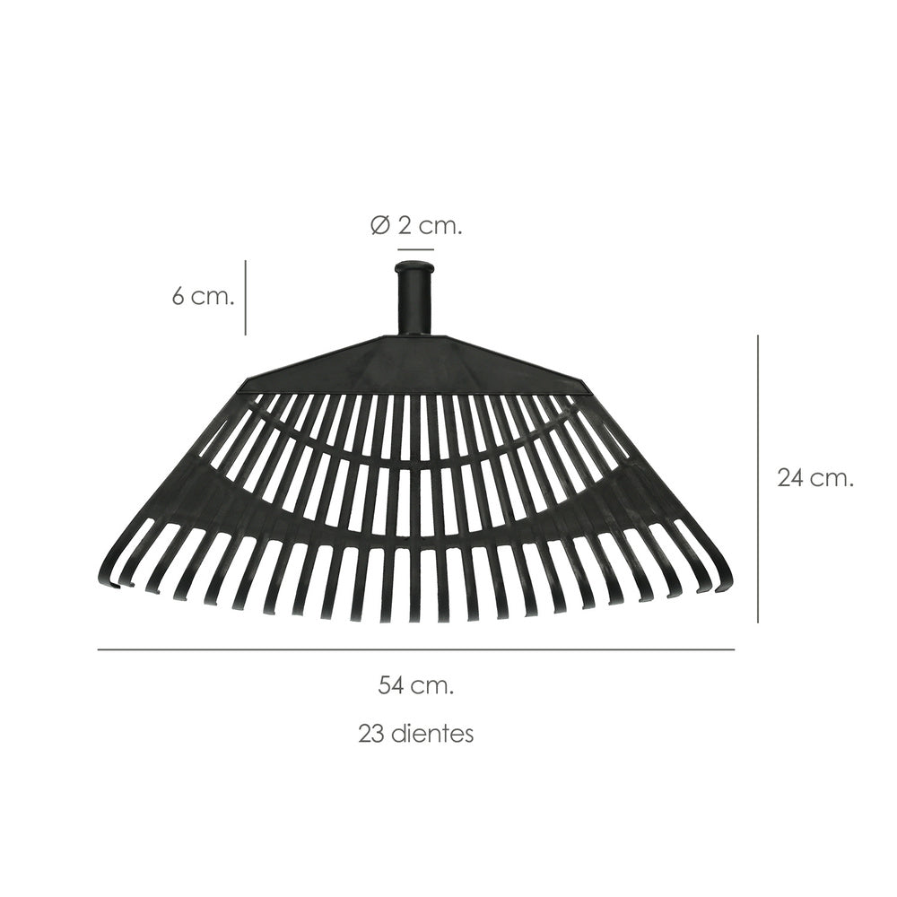Black trapezoidal plastic rake, 32 teeth