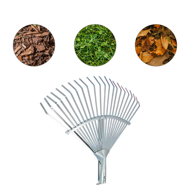 Rastrillo metálico para jardín ancho regulable 31,5 a 43,5 cm. rastrillo hojas, cepillo jardín, escoba metalica, escoba jardín