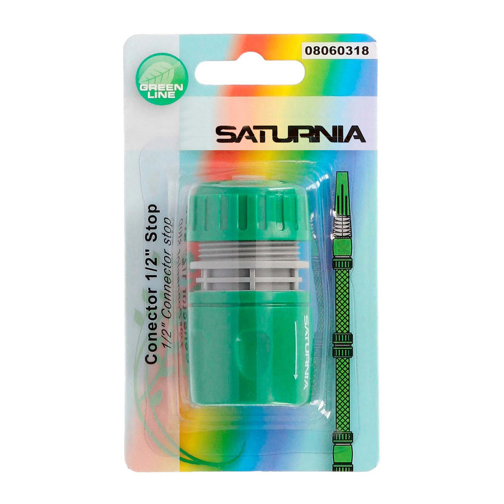 Conector de mangueira de plástico de 1/2" com fecho, embalagem blister.
