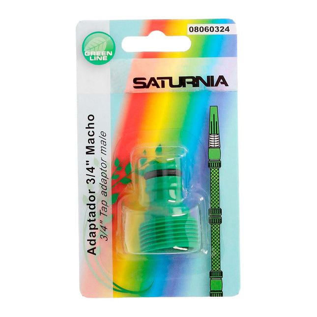 Adaptador manguera plástico 3/4 macho blíster