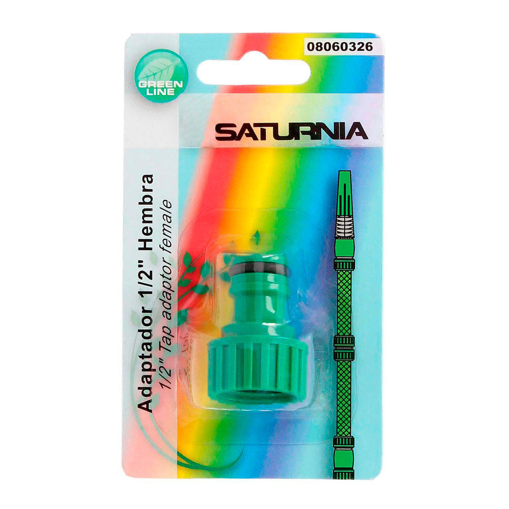 Adaptador de mangueira em plástico 1/2 fêmea, embalagem blister.