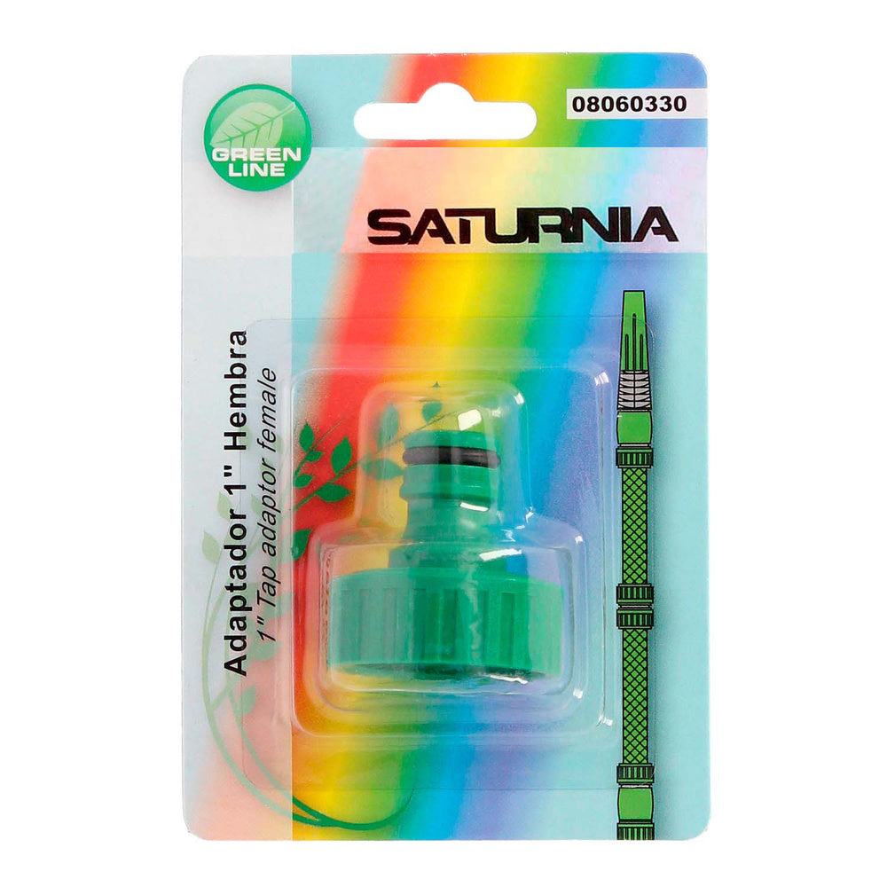 Adaptador de mangueira de plástico de 1" fêmea em blister.