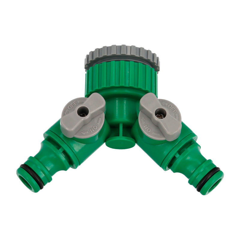 Adaptador manguera plástico 3/4 - 1" hembra  con 2 tomas blíster