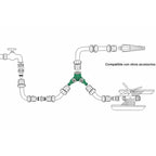 Adaptador de mangueira de plástico de 3/4" para 1" fêmea com 2 casquilhos embalados individualmente em blister.