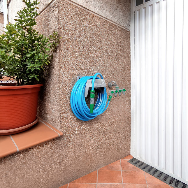 Adaptador manguera plástico 3/4" - 1"  4 vias, distribuidor 4 vias, divisor manguera, ajuste independiente, tomas 1/2+adaptador