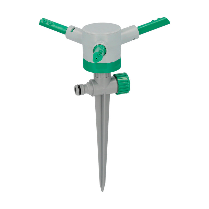 Aspersor plástico 3 brazos con pincho con regulador de presión
