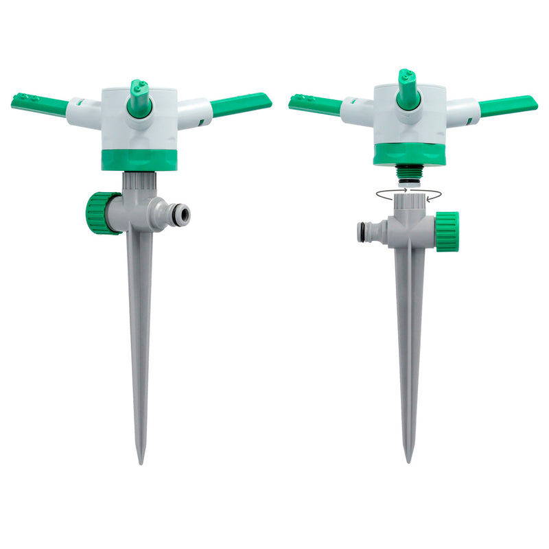 Aspersor plástico 3 brazos con pincho con regulador de presión