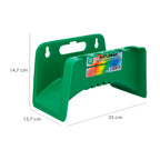 Soporte para mangueras de jardín. Fijación a la  pared. Realizado en plástico