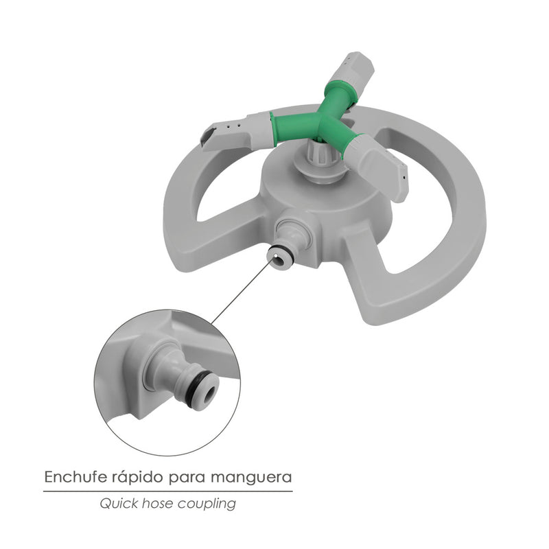 Aspersor plástico giratorio 3 brazos