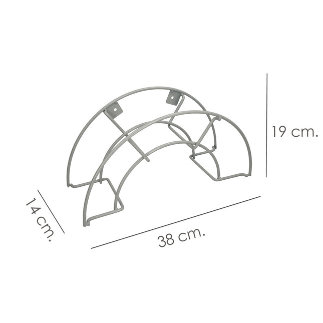 Soporte manguera pared metalica 1/2 luna color gris