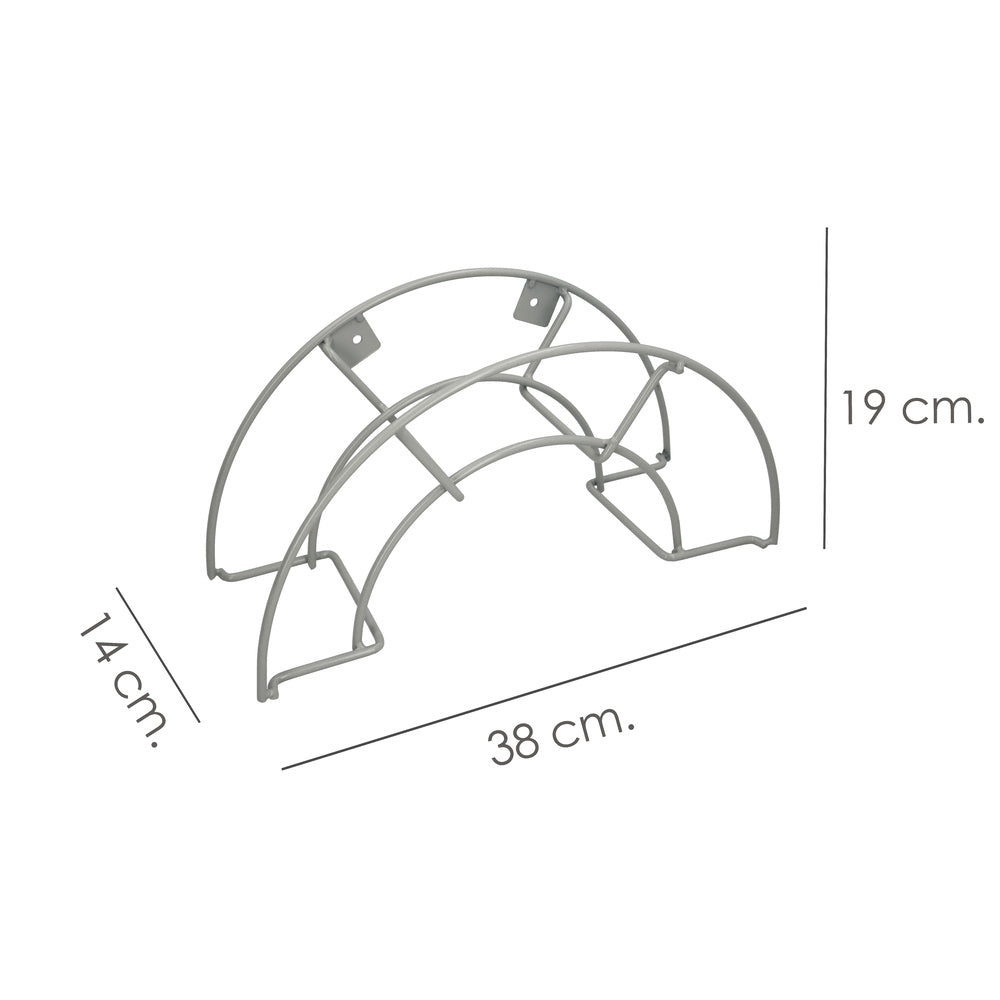 Metallic half-moon gray wall-mounted hose holder