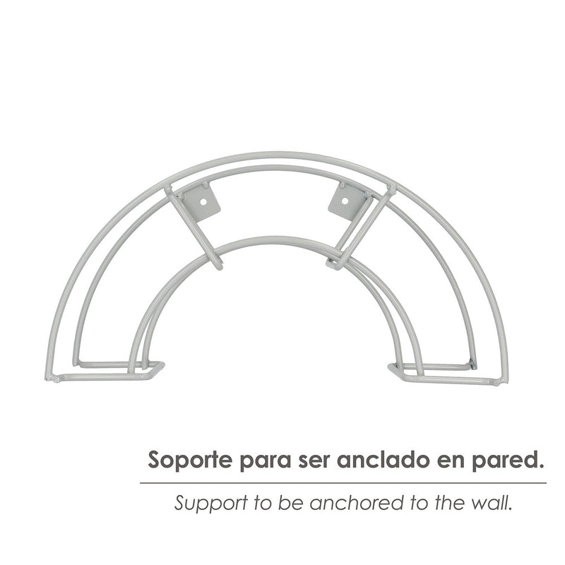 Soporte manguera pared metalica 1/2 luna color gris