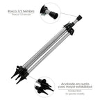 Trípode para aspersores altura regulable 55/90 cm tomas agua 1/2". Acero cromado. Trípode aspersores jardinería