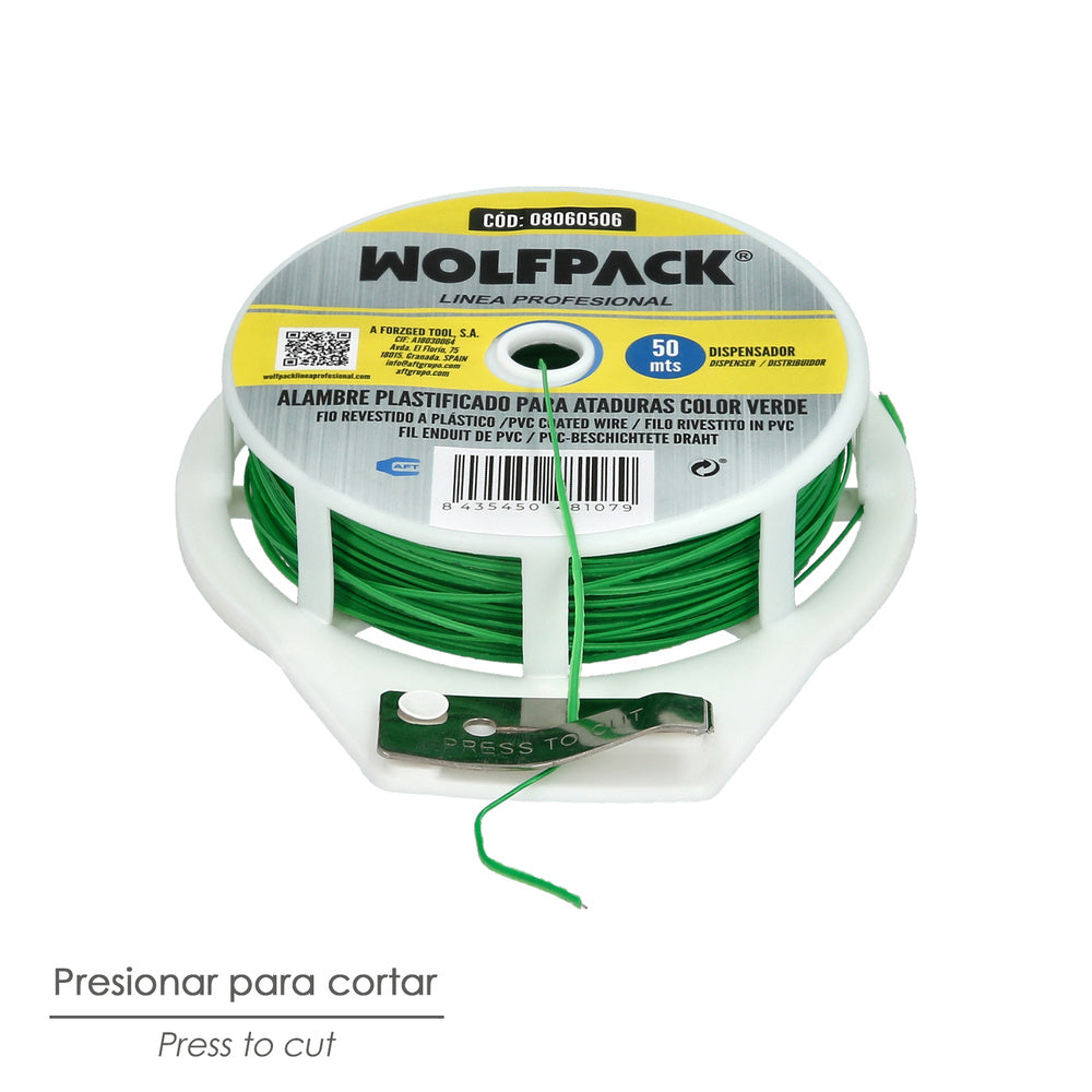 Green plastic-coated tie wire (50 m. dispenser)