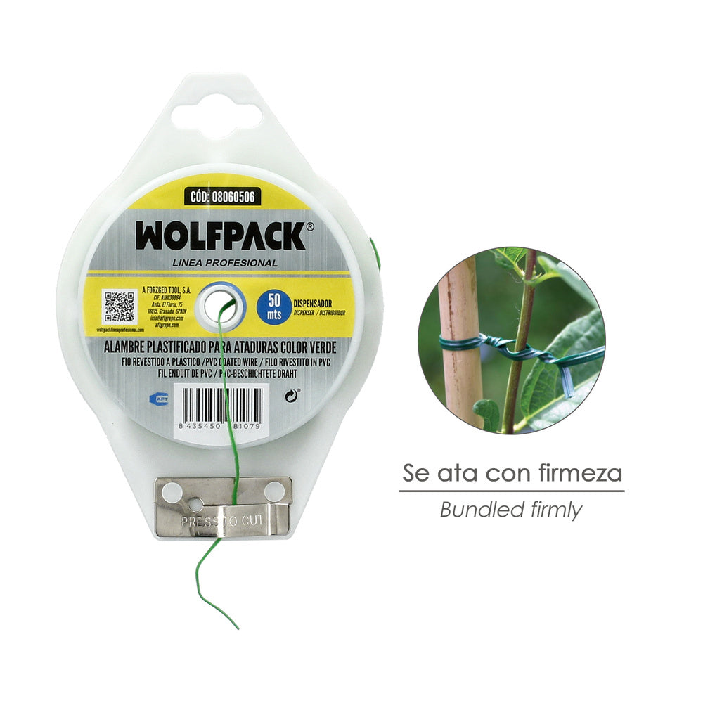 Green plastic-coated tie wire (50 m. dispenser)