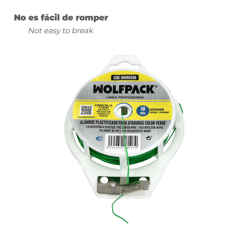 Green plastic-coated tie wire (50 m. dispenser)