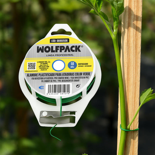 Alambre atadura plastificada verde (dispensador 50 m.)