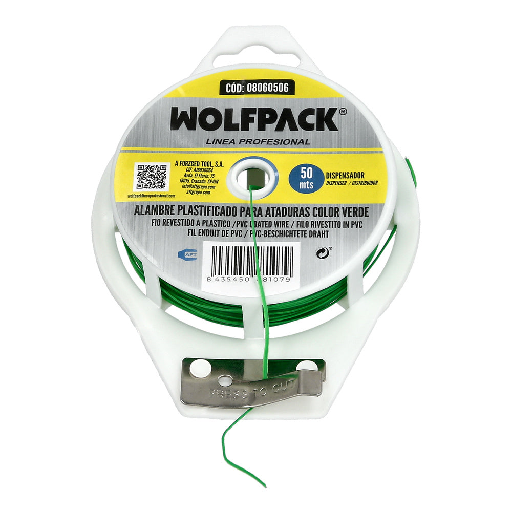 Alambre atadura plastificada verde (dispensador 50 m.)
