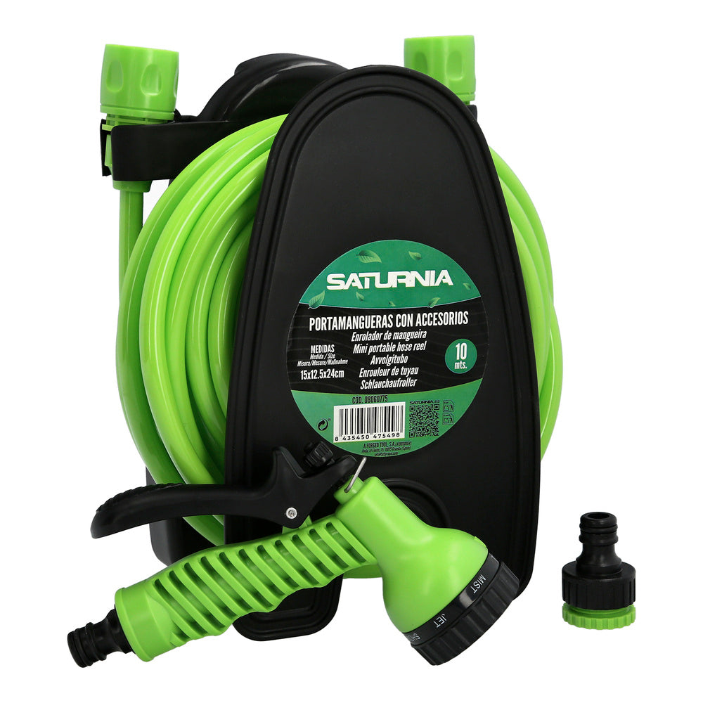 Wall-mounted hose reel 10 meters with spray gun
