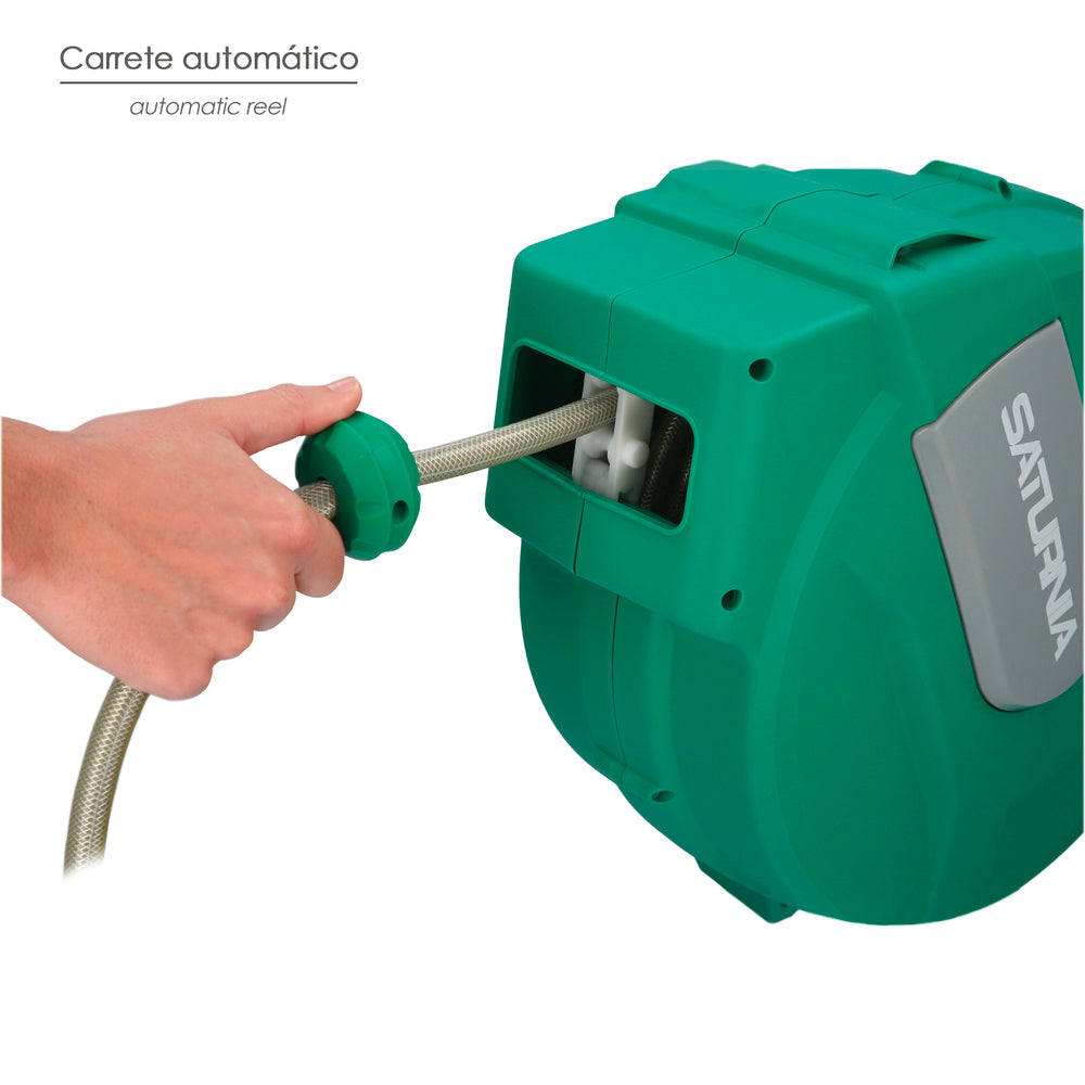 Automatic garden hose reel. Automatic hose retriever, garden hose holder 20-meter hose
