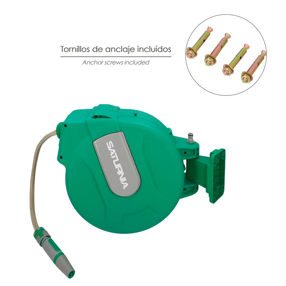 Automatic garden hose reel. Automatic hose retriever, garden hose holder 20-meter hose